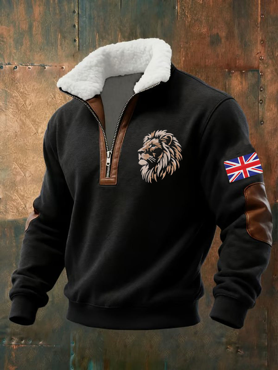 Men's Vintage British Lion Print Sweatshirt