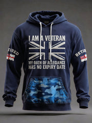 Men's UK Retired Veteran Printed Hoodie