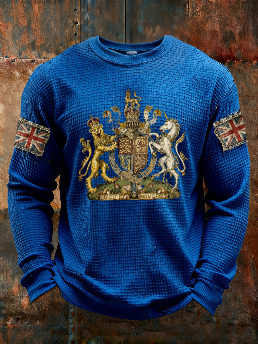 Men's UK Flag Waffle Long Sleeve T-Shirt
