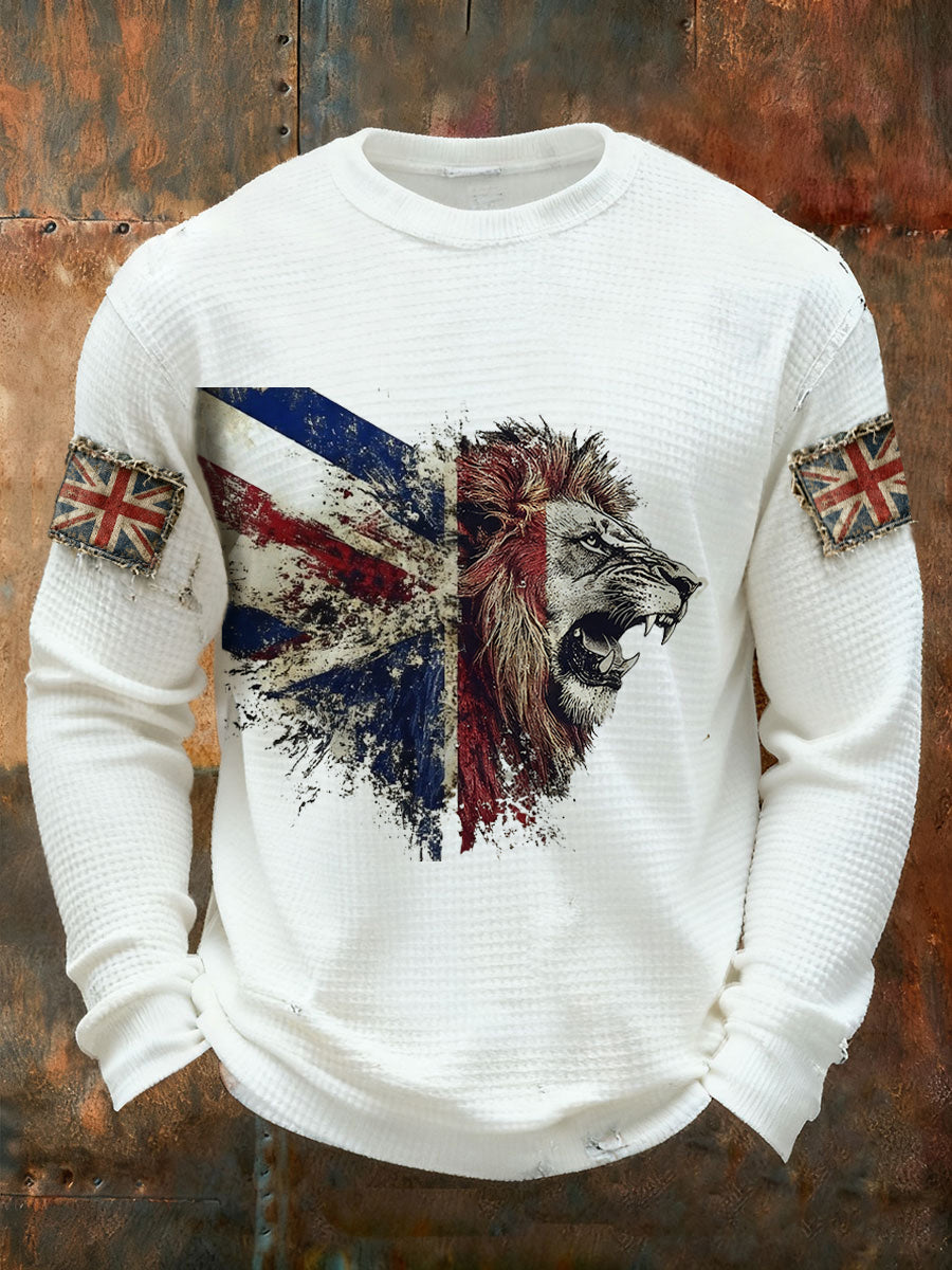 Men's UK Flag Waffle Long Sleeve T-Shirt