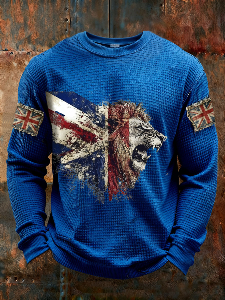Men's UK Flag Waffle Long Sleeve T-Shirt