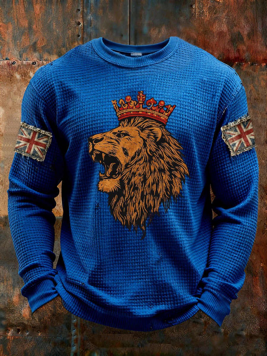 Men's UK Flag Waffle Long Sleeve T-Shirt
