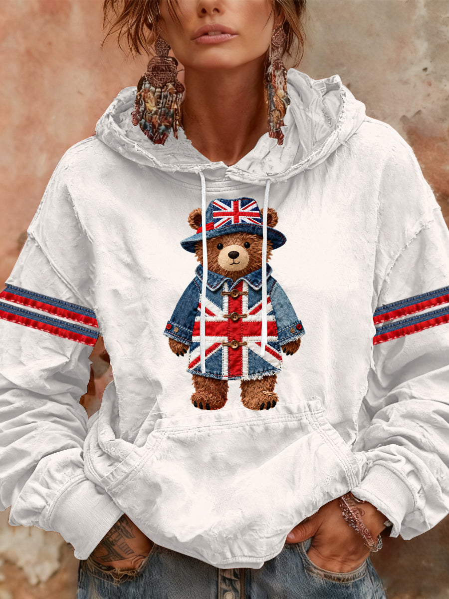 Damen-Hoodie im britischen Stil mit Print, lässig und bequem