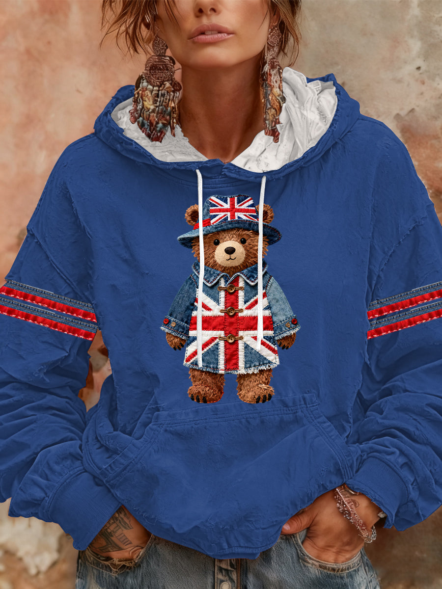 Damen-Hoodie im britischen Stil mit Print, lässig und bequem