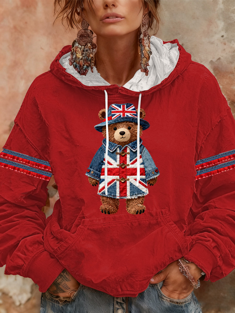 Damen-Hoodie im britischen Stil mit Print, lässig und bequem