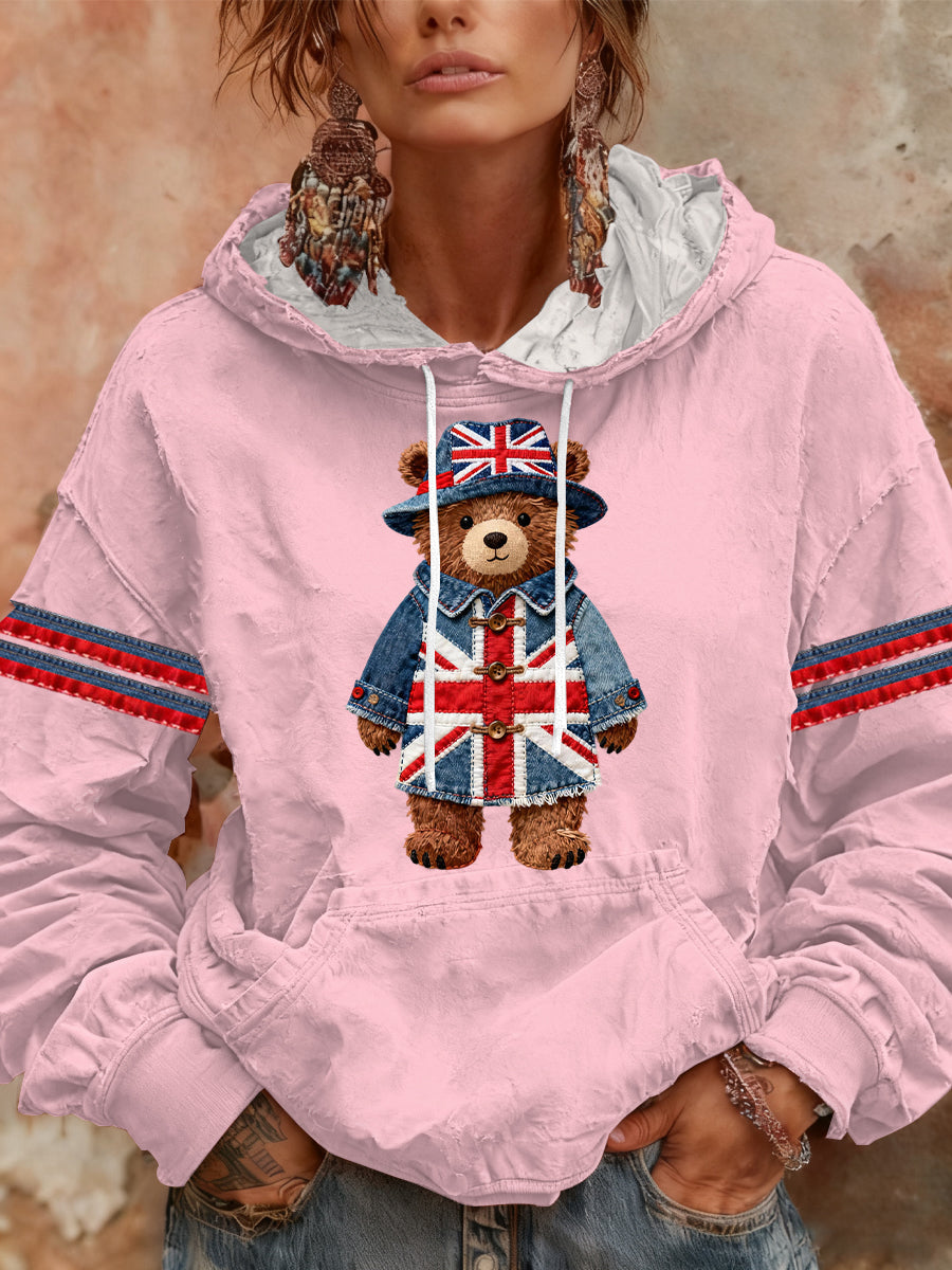 Damen-Hoodie im britischen Stil mit Print, lässig und bequem
