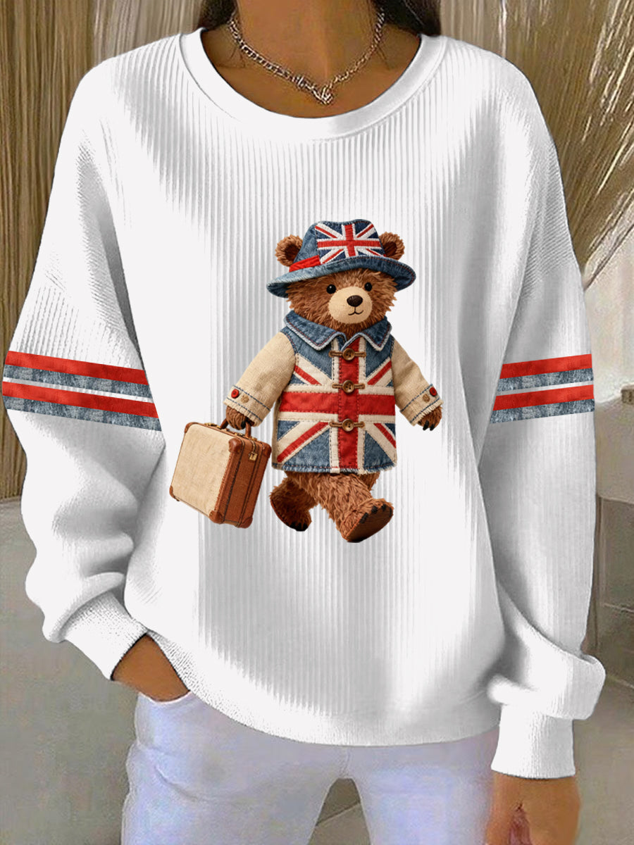 Damen-Sweatshirt im britischen Stil mit Print, lässig und bequem