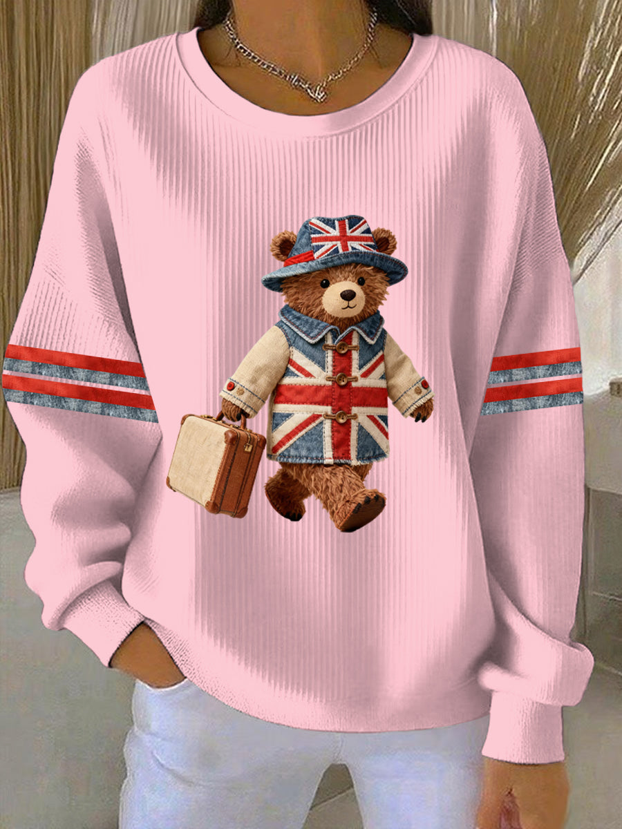 Damen-Sweatshirt im britischen Stil mit Print, lässig und bequem