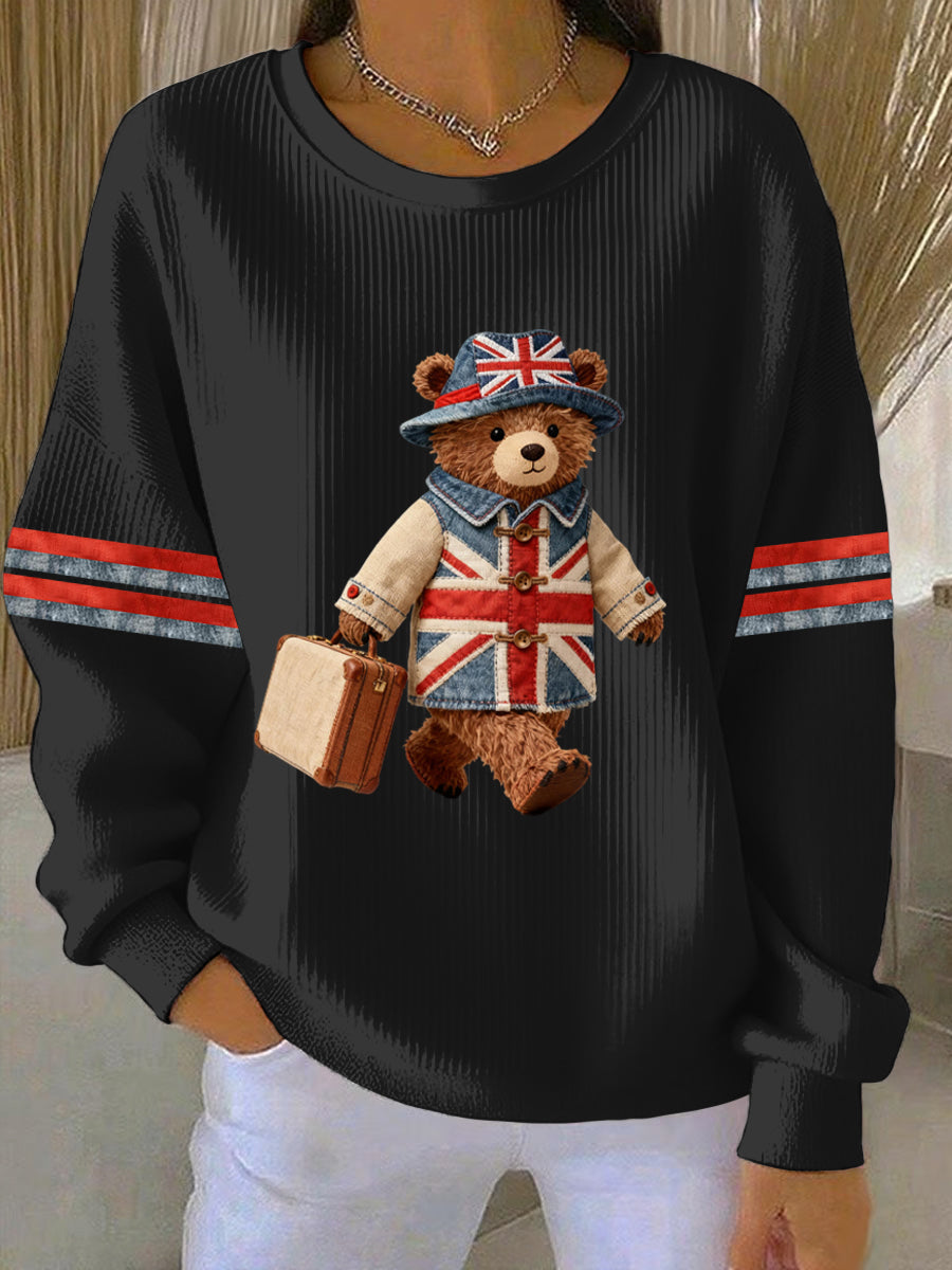 Damen-Sweatshirt im britischen Stil mit Print, lässig und bequem