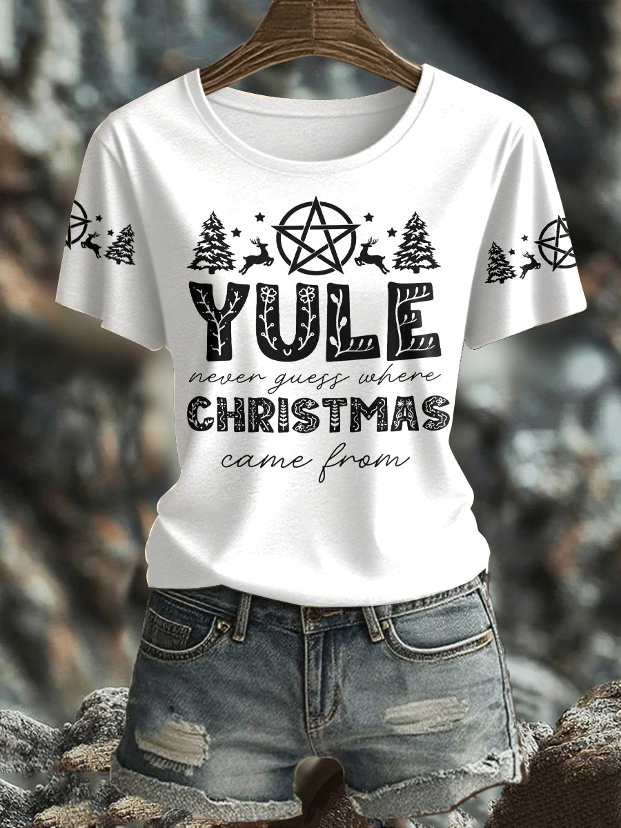 Damen-T-Shirt mit Stonehenge-Weihnachtsmotiv und Sonnenwende-Aufdruck (UK)