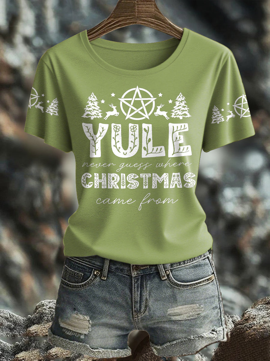 Damen-T-Shirt mit Stonehenge-Weihnachtsmotiv und Sonnenwende-Aufdruck (UK)