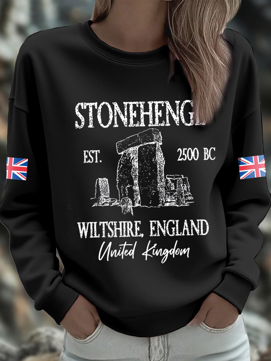 Damen-Sweatshirt mit Stonehenge-Motiv zur Wintersonnenwende (UK)