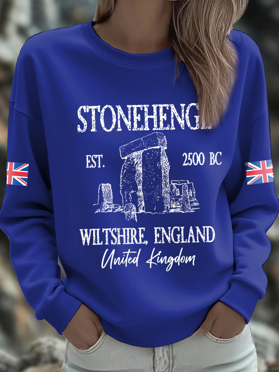 Damen-Sweatshirt mit Stonehenge-Motiv zur Wintersonnenwende (UK)