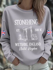 Damen-Sweatshirt mit Stonehenge-Motiv zur Wintersonnenwende (UK)