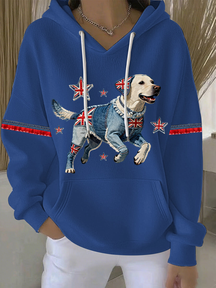 Lässiger Damen-Hoodie im britischen Stil mit Labrador-Print