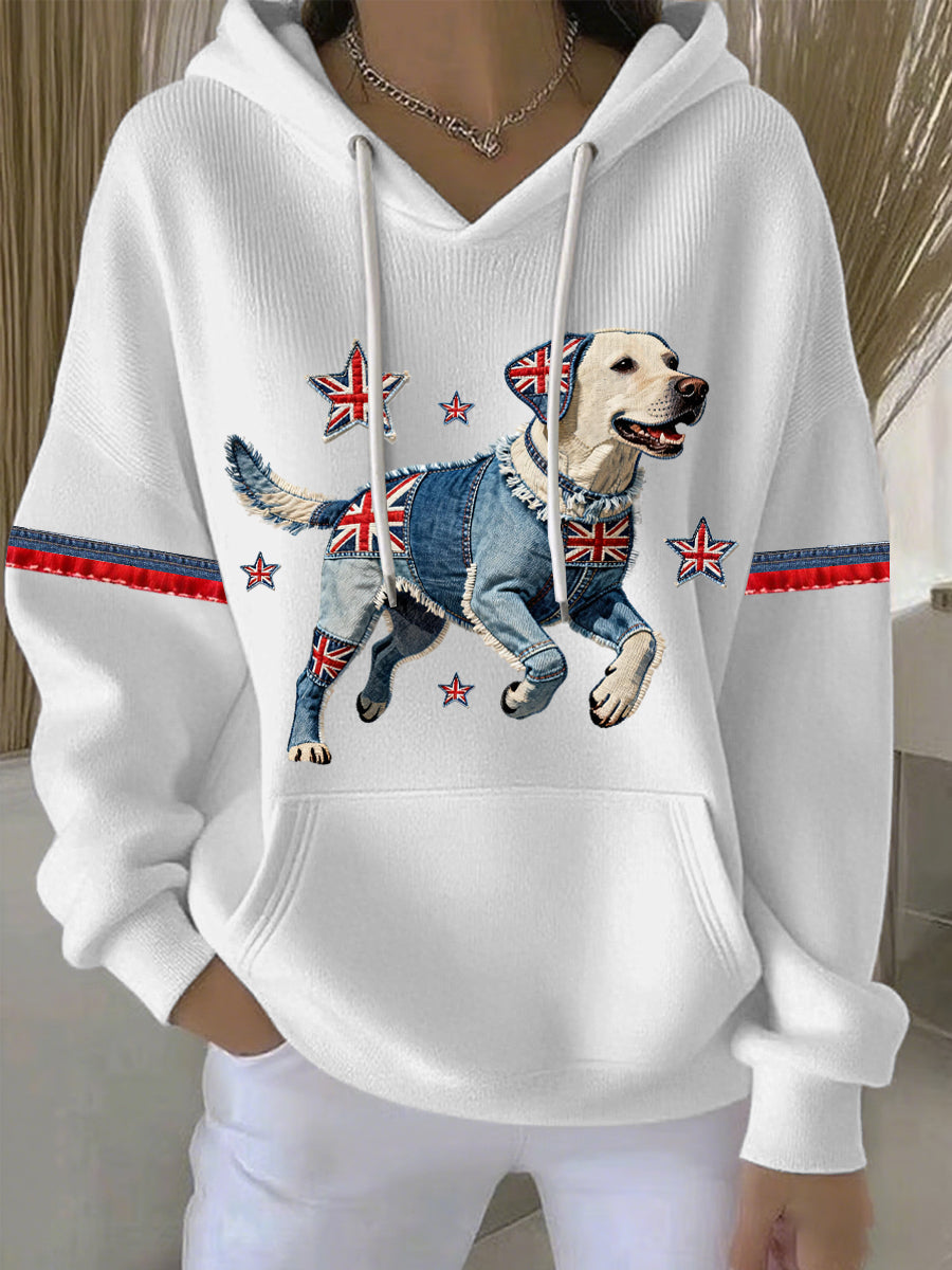 Lässiger Damen-Hoodie im britischen Stil mit Labrador-Print