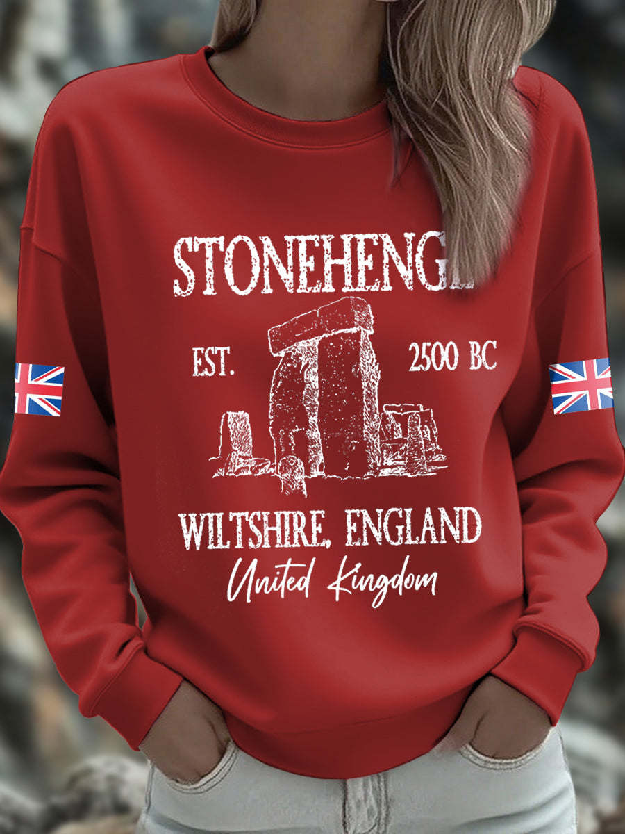 Damen-Sweatshirt mit Stonehenge-Motiv zur Wintersonnenwende (UK)