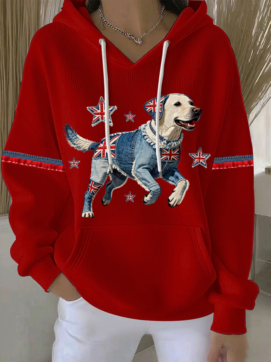 Lässiger Damen-Hoodie im britischen Stil mit Labrador-Print