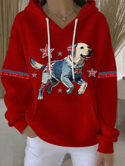 Lässiger Damen-Hoodie im britischen Stil mit Labrador-Print