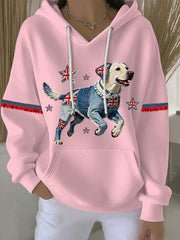 Lässiger Damen-Hoodie im britischen Stil mit Labrador-Print