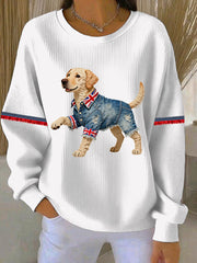 Lässiges Damen-Sweatshirt im britischen Stil mit Labrador-Print