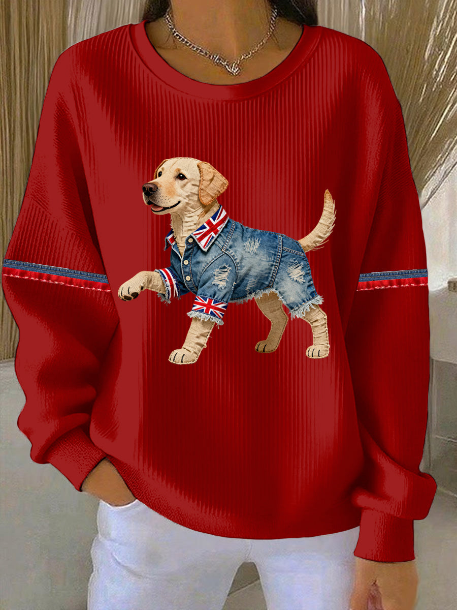 Lässiges Damen-Sweatshirt im britischen Stil mit Labrador-Print