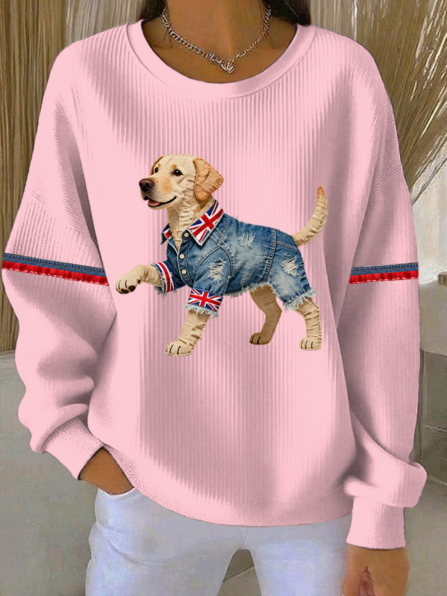 Lässiges Damen-Sweatshirt im britischen Stil mit Labrador-Print