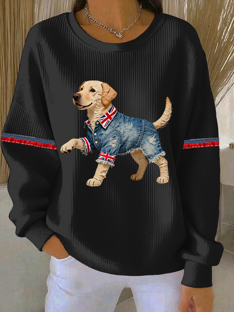 Lässiges Damen-Sweatshirt im britischen Stil mit Labrador-Print