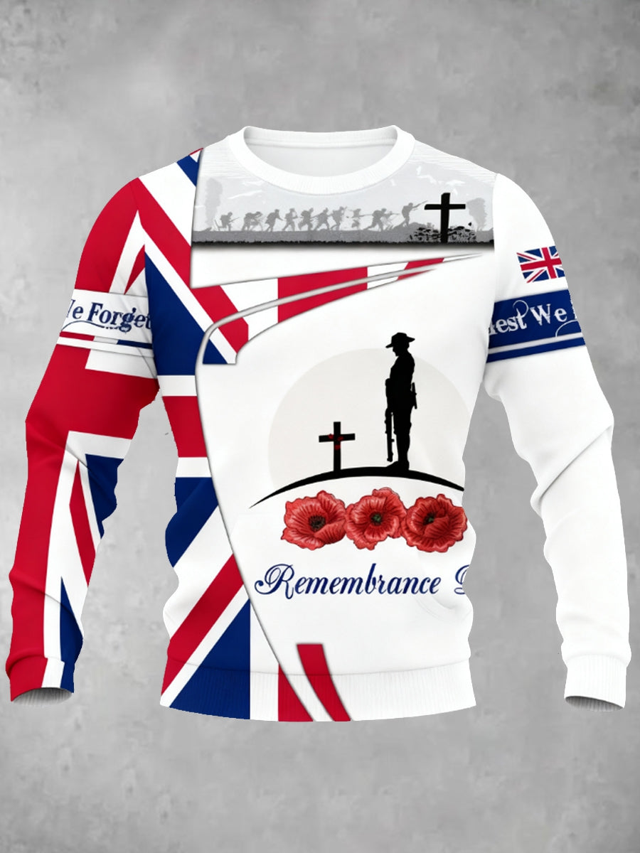 Herren-Sweatshirt mit Rundhalsausschnitt und britischem Armeeflaggenmotiv zum Gedenktag