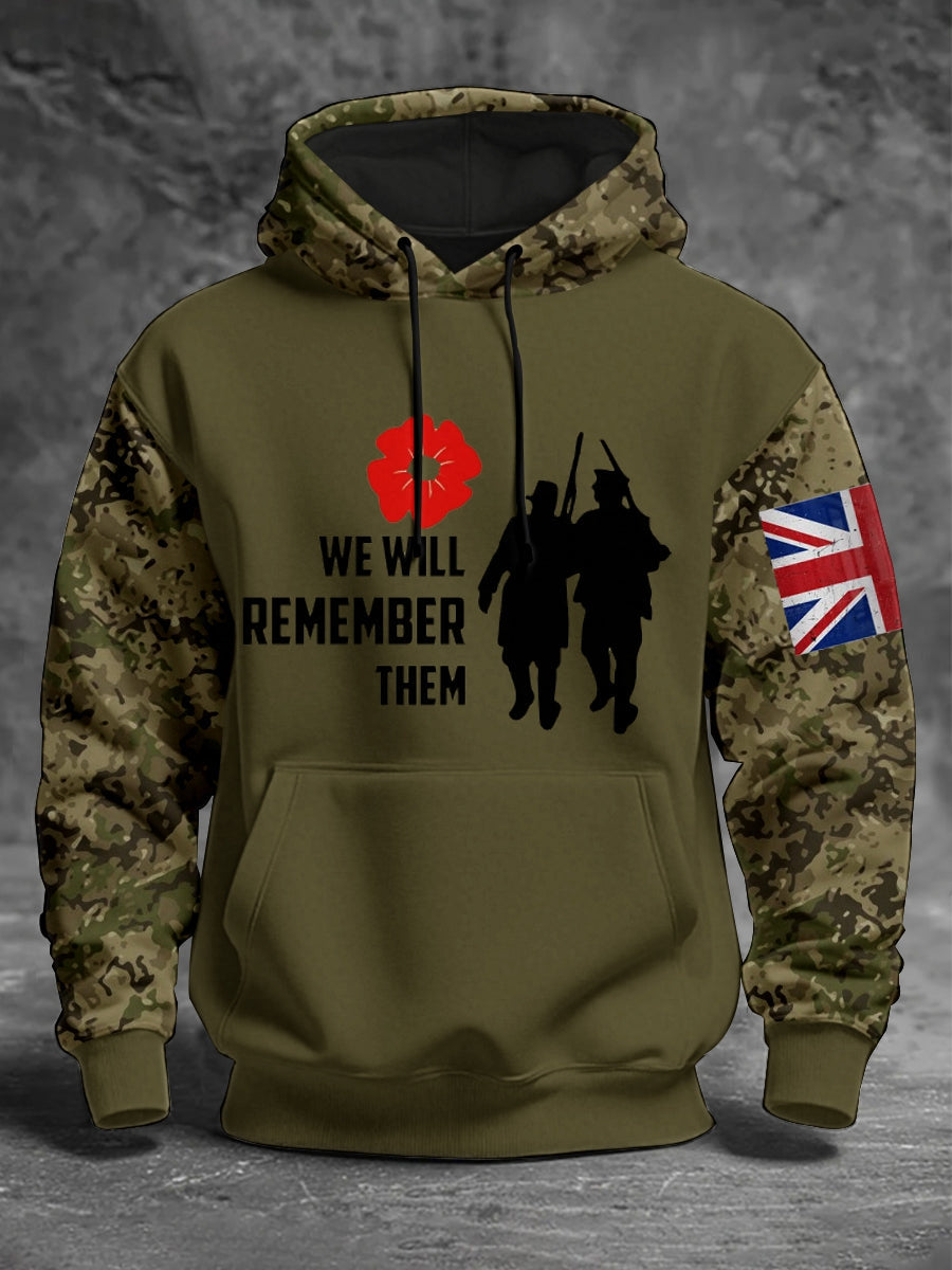 Herren-Hoodie zum Gedenktag am 11. November – „Damit wir nicht vergessen“ (auf Deutsch etwa: „Damit wir nicht vergessen“)
