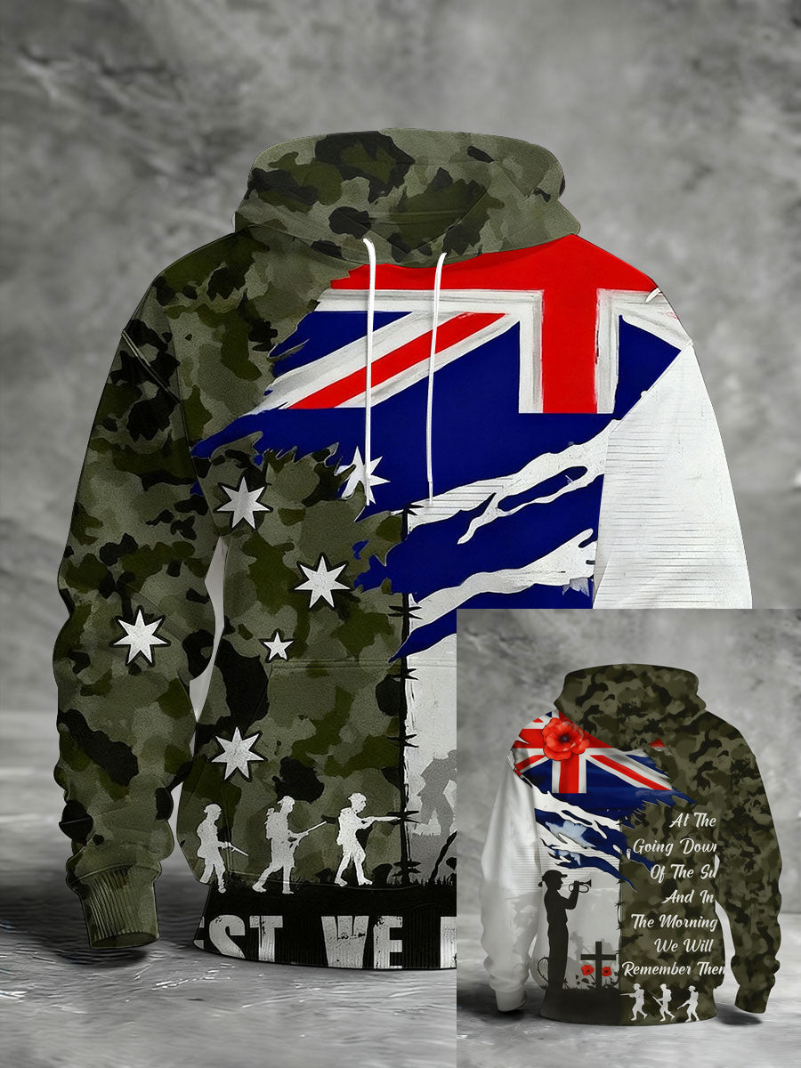 Men's Remembrance Day Lest We Forget Printed Hoodie