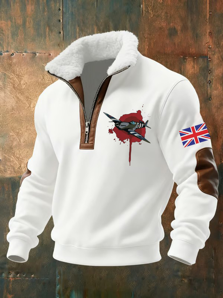 Baggy-Kapuzenpullover mit Reißverschluss im Flugzeugdesign der Royal Air Force für Herren