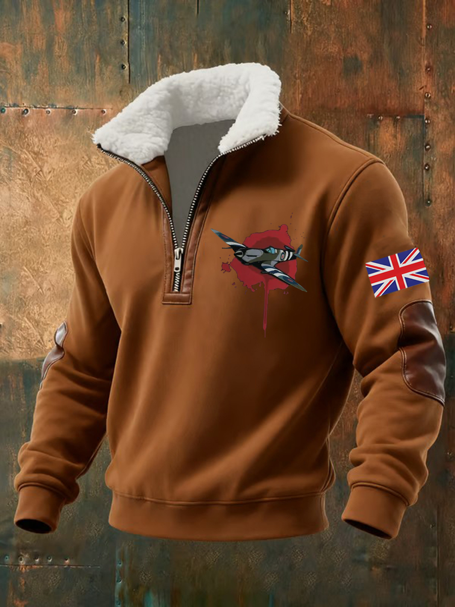 Baggy-Kapuzenpullover mit Reißverschluss im Flugzeugdesign der Royal Air Force für Herren