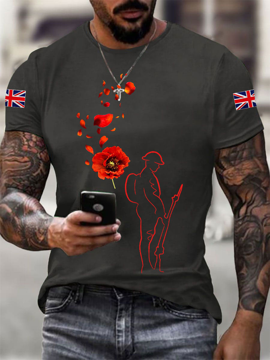 Kurzarm-T-Shirt zum Gedenktag für Männer – „Damit wir nicht vergessen“.