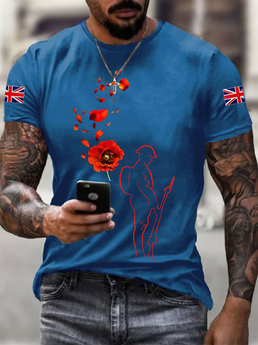 Kurzarm-T-Shirt zum Gedenktag für Männer – „Damit wir nicht vergessen“.