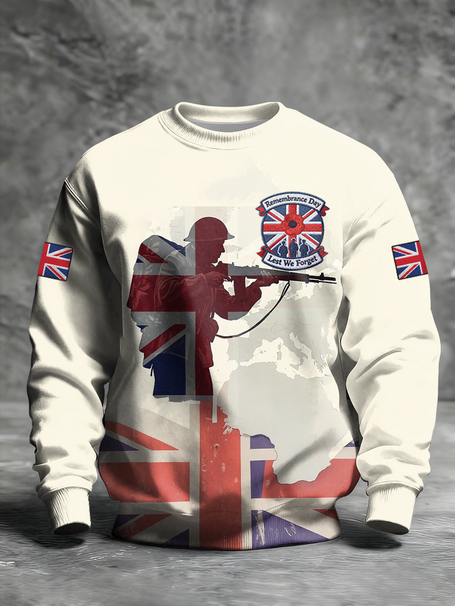 Men's Remembrance Day Lest We Forget Printed Sweatshirt