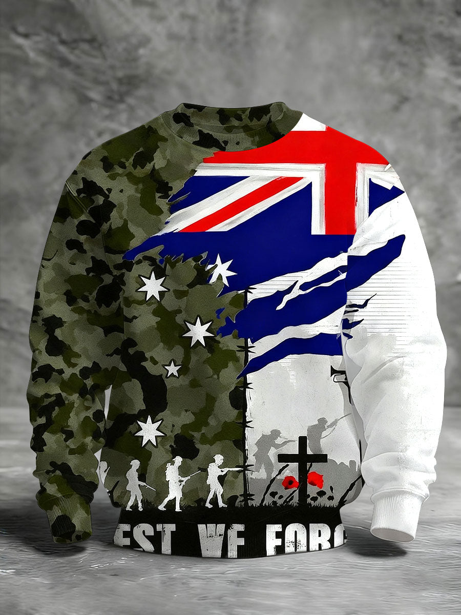Men's Remembrance Day Lest We Forget Printed Sweatshirt