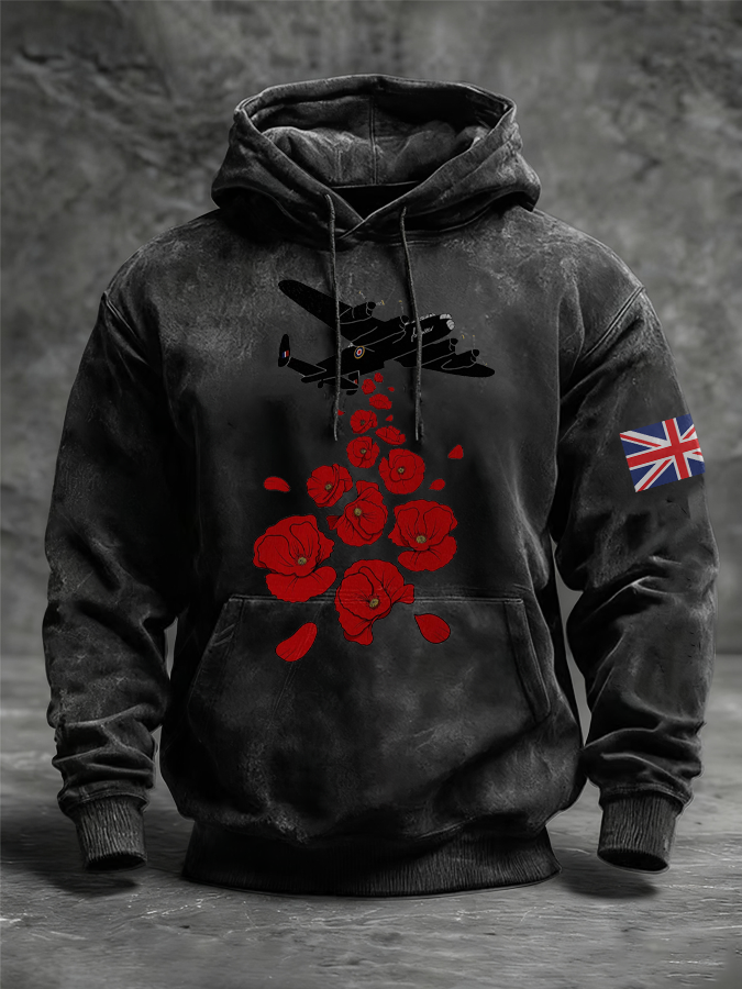 Men's Royal Air Force aircraft Oversized Drop-Shoulder Hoodie with Pockets