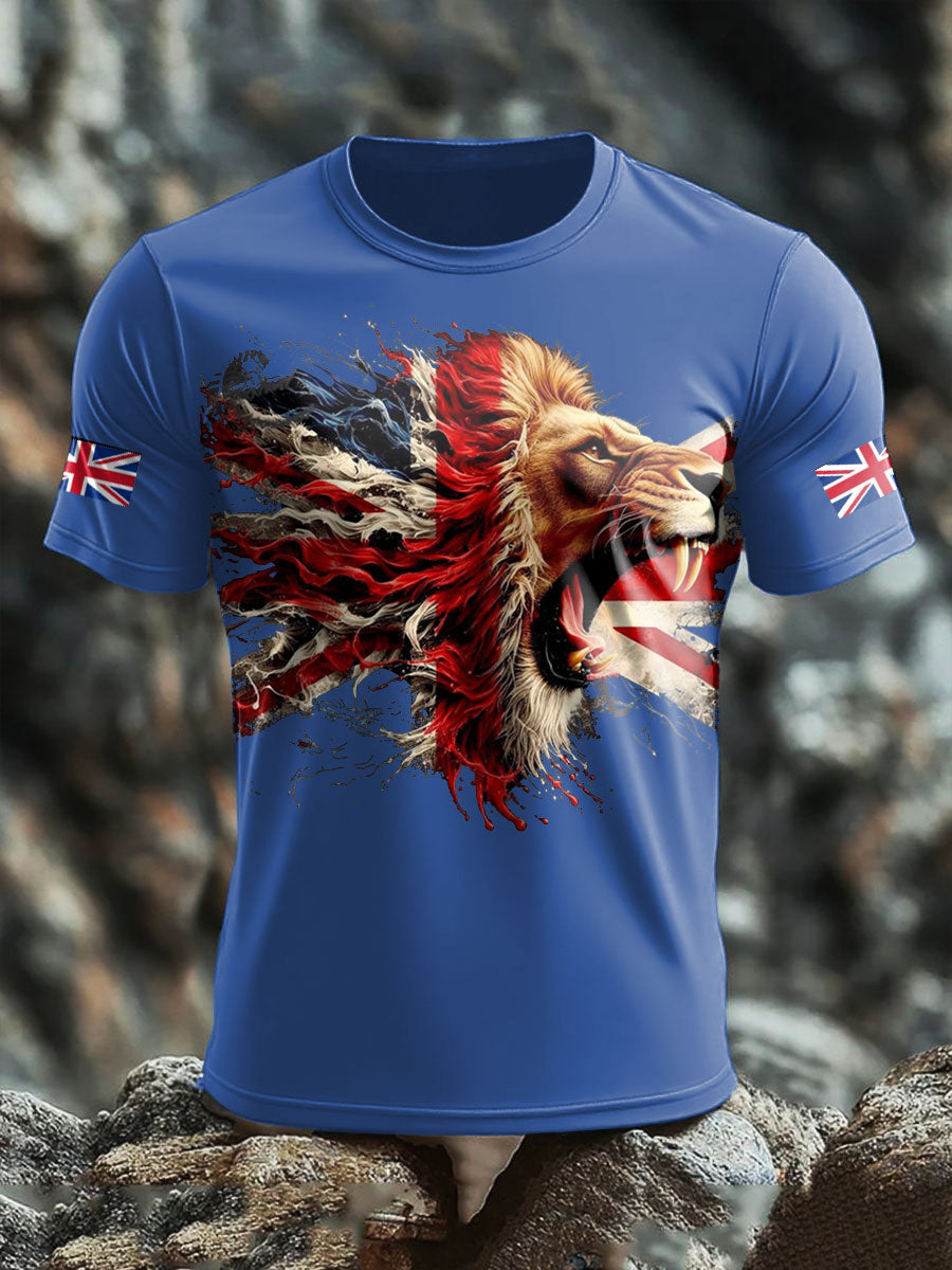 Men's UK Lion Flag Printed T-shirt