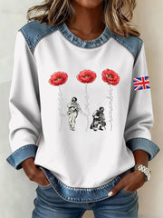 Women's Remembrance Day Pattern Patchwork Sweatshirt