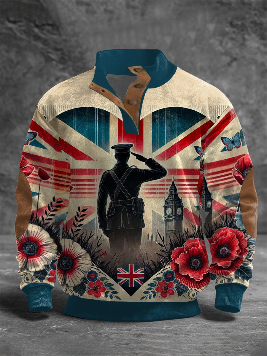 Men's Remembrance Day Lest We Forget Four-button Hoodie