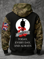 Men's 11th November Remembrance Day LEST WE'S FORGET Poppy Remembrance Hoodie