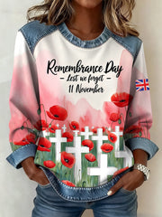Women's Remembrance Day Pattern Patchwork Sweatshirt