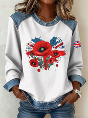 Women's Remembrance Day Pattern Patchwork Art Sweatshirt