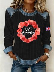 Women's Remembrance Day Print Waffle Sweatshirt