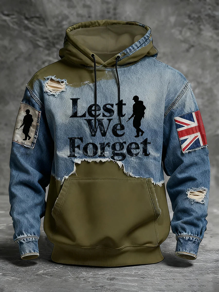 Men's Remembrance Day Lest We Forget Hoodie with Pockets