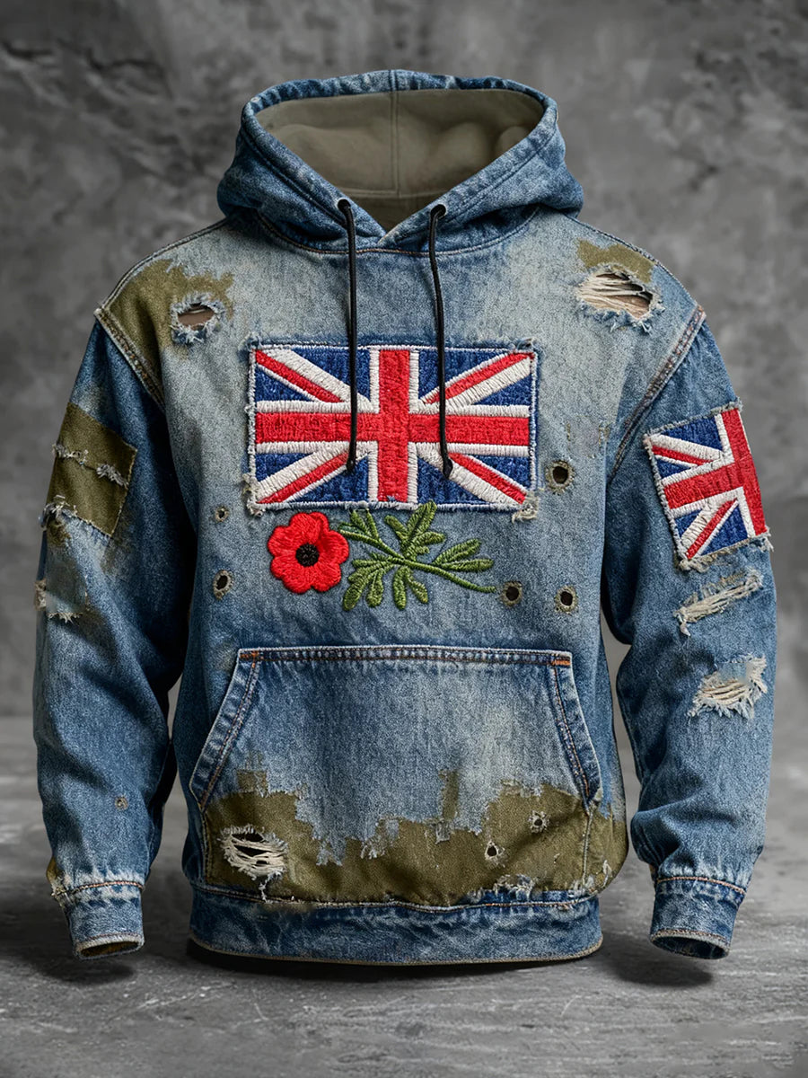 Men's Remembrance Day Lest We Forget Hoodie with Pockets