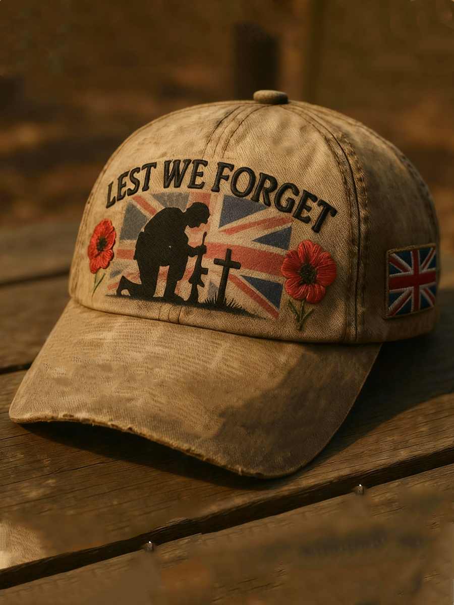 Unisex poppy flower Lest We Forget  Print Hat