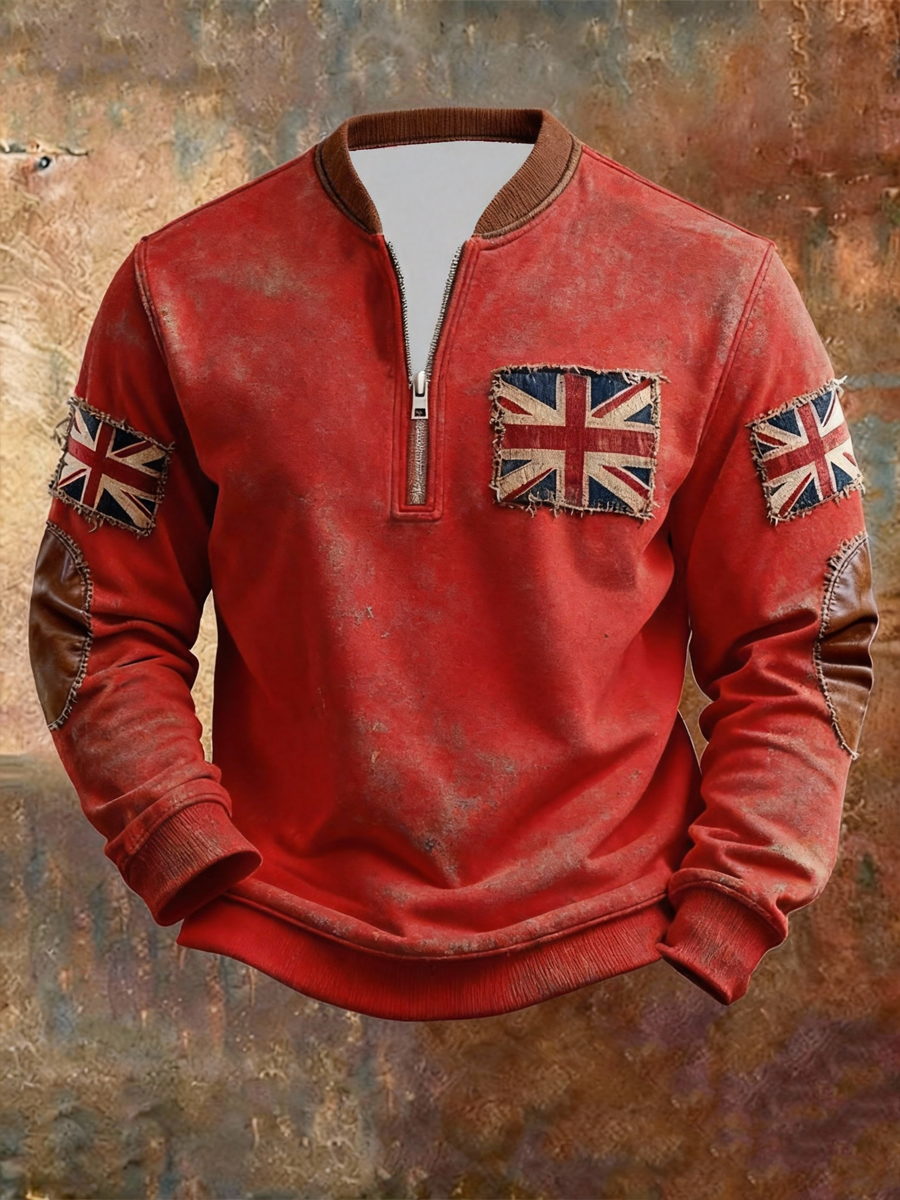 Herren-Sweatshirt mit britischem Vintage-Flaggenprint