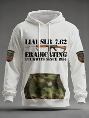 Men's L1A1 SLR 7.62 Print Oversized Drop-Shoulder Hoodie with Pockets